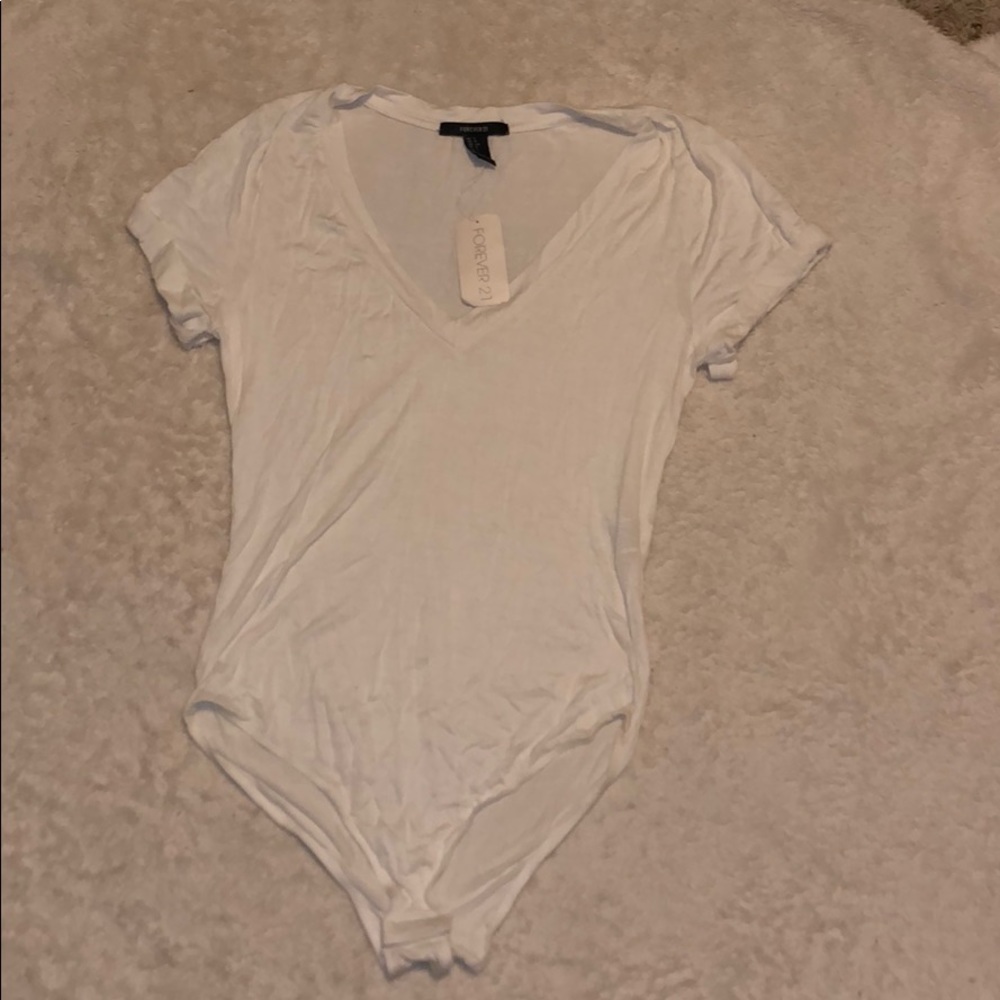 NEW Forever 21 White Vneck Bodysuit